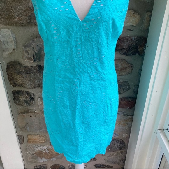 NWT Lilly Pulitzer Madden Dress Jumno Pattern Petal Eyelet Shorefly Blue - Picture 4 of 15